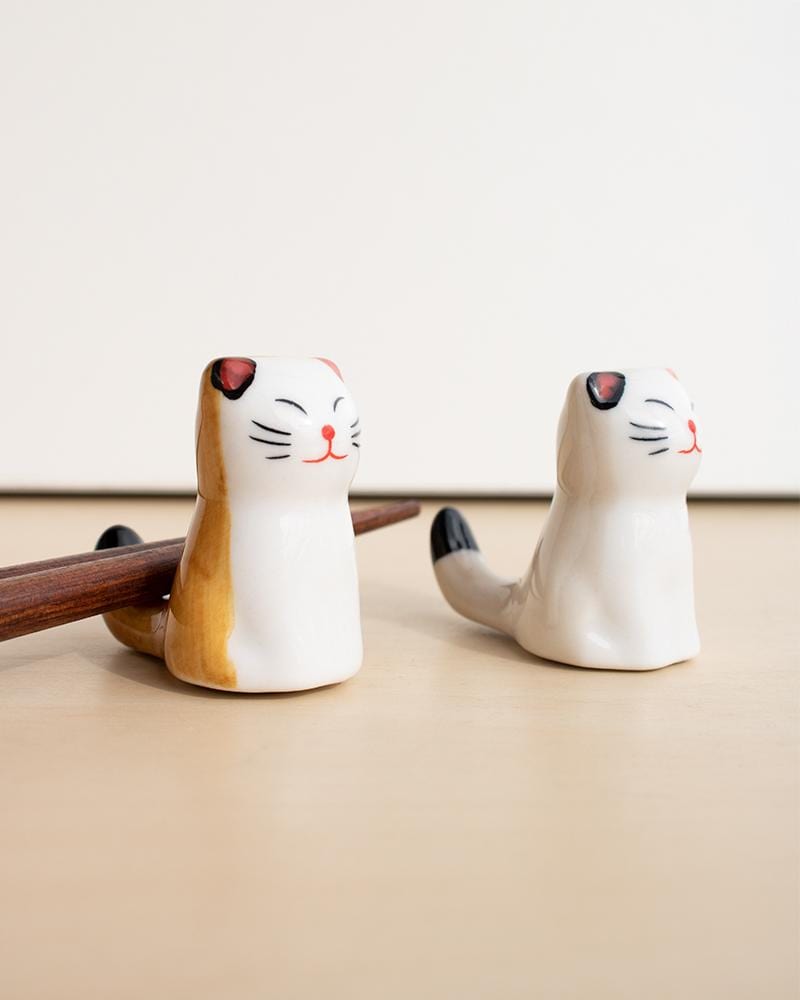 Shop Cermic Cat Friends Chopstick Holder 2 sitting cats